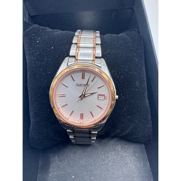 Seiko women’s two-tone dress watch sur322 Essentials Collection